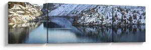 Obraz - zimowy krajobraz z jeziorem (170x50 cm)