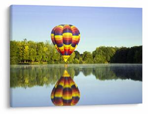 Obraz balonu na ogrzane powietrze nad jeziorem (70x50 cm)
