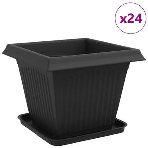 Doniczki 24 pcs Czarny 38 x 38 x 30 cm Z tworzywa sztucznego