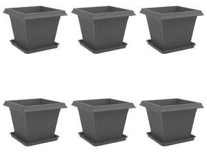 Doniczki 6 pcs Czarny 43 x 43 x 33,5 cm Z tworzywa sztucznego