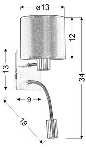 Sylwana Lampa Kinkiet 1X40W E14 + Led Z Wyłącznikiem Chrom / Fioletowy