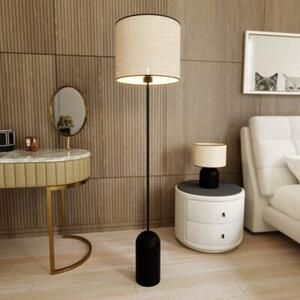 Lampa stojąca podłogowa czarna z kremowym abażurem 1xE27 15W ASPEN Emibig