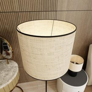 Lampa stojąca podłogowa czarna z kremowym abażurem 1xE27 15W ASPEN Emibig