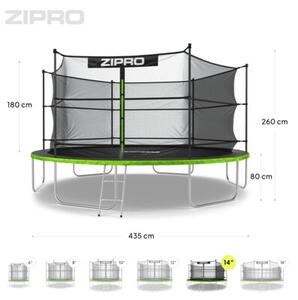 Trampolina ogrodowa z siatką wewnętrzną z drabinką 14FT 435cm dla dzieci Zipro Jump Pro