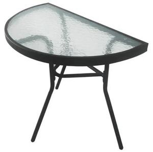 Półokrągły stół ogrodowy z czarną metalową ramą - 70 cm - Blat szklany