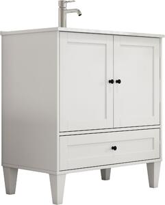 Biała szafka z ceramiczną umywalką 79 cm szerokości