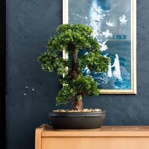 Emerald Sztuczny fikus bonsai w brązowej donicy, 43 cm