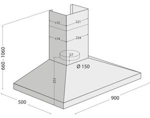 Okap CONCEPT OPK3590ss Stal nierdzewna 393.3m3/h 61dB klasa C