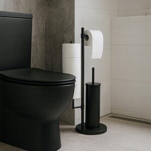 Stojak WC Estiva Round Black czarny mat 3w1 uchwyt na papier rolki i szczotka WC 1 szt