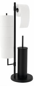 Stojak WC Estiva Round Black czarny mat 3w1 uchwyt na papier rolki i szczotka WC 1 szt