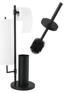Stojak WC Estiva Round Black czarny mat 3w1 uchwyt na papier rolki i szczotka WC 1 szt