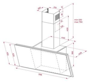 Okap TEKA DVF 67670 BK Czarny 740m3/h 59dB klasa A++