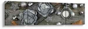 Obraz - srebrne ozdoby świąteczne (170x50 cm)