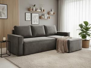 PROMOCJA Ciemnoszara rozkładana sofa narożna CAVELO, dwustronna II. gatunek
