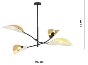 Lotus 4 White/Gold 1107/4 Lampa Sufitowa Żyrandol Oryginalny Design Abażury