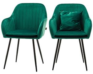 MebleMWM Krzesło welurowe C-892 z poduszką zielone