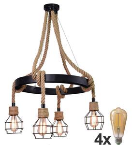 Polux LED Żyrandol na lince ROPE ALEGRA 4xE27/10W/230V LEDSA1202