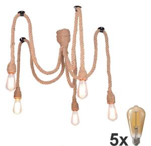 Polux LED Żyrandol na lince ROPE CASA 5xE27/10W/230V pająk LEDSA1201