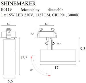 Lampa Wpuszczana Shinemaker Biała- Ściemnialna H0119 Maxlight