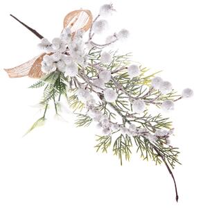 Dekoracyjna gałązka bożonarodzeniowa z białą jarzębiną, 8 x 35 x 6 cm