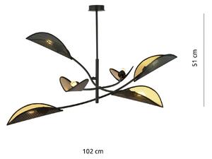 Lotus 6 Black/Gold 1106/6 Lampa Sufitowa Żyrandol Oryginalny Design Abażury