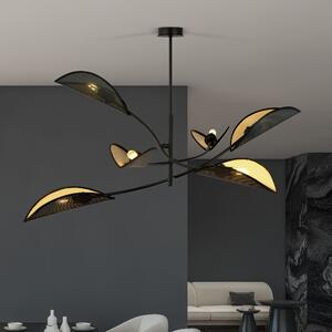 Lotus 6 Black/Gold 1106/6 Lampa Sufitowa Żyrandol Oryginalny Design Abażury