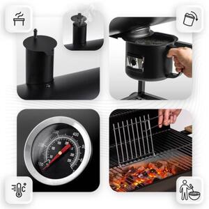 Grill węglowy ogrodowy Berdsen BD-895 z półkami beczka z kominem + termometr + popielnik