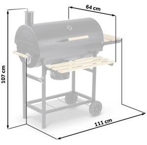 Grill węglowy ogrodowy Berdsen BD-895 z półkami beczka z kominem + termometr + popielnik