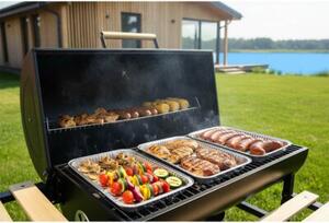 Grill węglowy ogrodowy Berdsen BD-895 z półkami beczka z kominem + termometr + popielnik