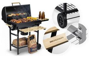 Grill węglowy ogrodowy Berdsen BD-895 z półkami beczka z kominem + termometr + popielnik