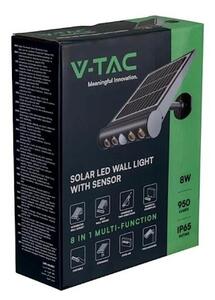 Projektor Solarny 8W LED Czarny 8w1 Czujnik Ruchu IP65 V-TAC VT-11108 3000K 950lm