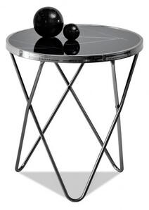 Elegancki stolik do kawy amin s na wysokich nogach czarny nikiel z blatem czarny marmur