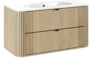 Szafka pod umywalkę OVALIA CREMONA 2S 100cm dąb cremona z umywalką wpuszczaną PURE