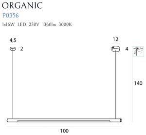 Lampa Wisząca Organic Horizon 100Cm P0356D Złota Ściemnialna Maxlight