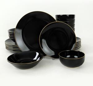 Naczynia ceramiczne, zestaw, czarny błyszczący