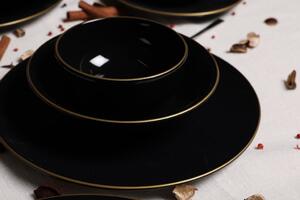 Naczynia ceramiczne, zestaw, czarny błyszczący