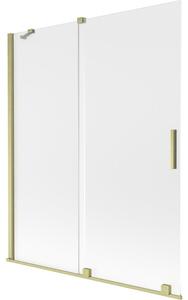 Mexen Velar parawan nawannowy 2-skrzydłowy rozsuwany 140 x 150 cm, szron, złoty szczotkowany - 896-140-000-31-55