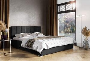 Łóżko tapicerowane pikowane Ledo 120x200 Czarne Metalowy Stelaż