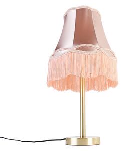 Klasyczna lampa stołowa mosiężna z abażurem granny różowy 30 cm - Simplo Oswietlenie wewnetrzne