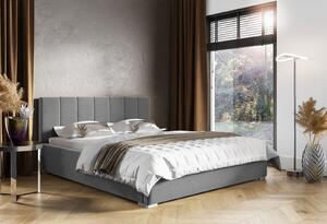 Łóżko tapicerowane pikowane z materacem Ledo 180x200 Szare Metalowy Stelaż