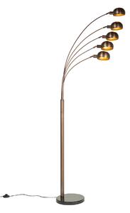 Designerska lampa podłogowa ciemnobrązowa ze złotymi 5 lampkami - Sixties Marmo Oswietlenie wewnetrzne