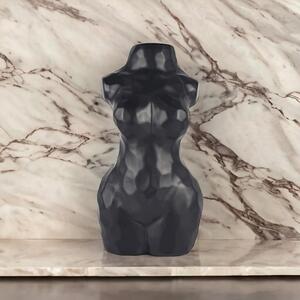 Wazon Dekoracyjny Czarny w Kształcie Kobiecego Ciała - 30cm - Ceramiczny