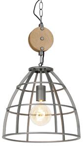 Przemysłowa lampa wisząca ciemnoszara z drewnem 34 cm - Arthur Oswietlenie wewnetrzne