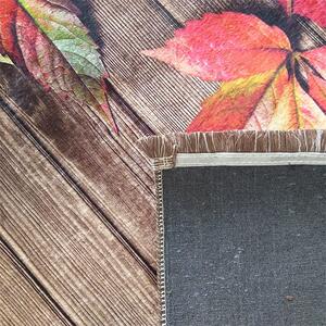 Brązowy prostokątny dywan z motywem drewna - Nortix