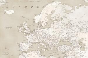 Mapa Sepia vintage detailed map of Europe, Blursbyai