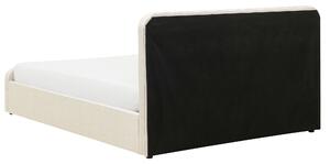 Tapicerowane łóżko z pojemnikiem 160 x 200 cm stelaż wezgłowie beżowe Rennes Beliani