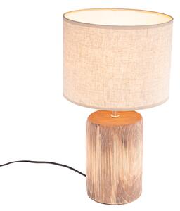 Landelijke tafellamp beige met bruin 43 cm - Lipa Oswietlenie wewnetrzne