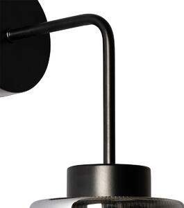 Kinkiet / Lampa scienna Art Deco czarny z dymionym szkłem - Laura Oswietlenie wewnetrzne