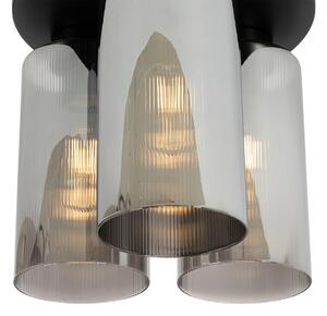 Lampa sufitowa Art Deco czarna z przydymionym szkłem 3-punktowa - Laura Oswietlenie wewnetrzne