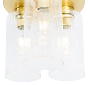Lampa sufitowa Art Deco złota ze szkłem 3-punktowa - Laura Oswietlenie wewnetrzne